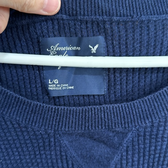 American Eagle scoopneck thermal top size large navy blue - Picture 2 of 4
